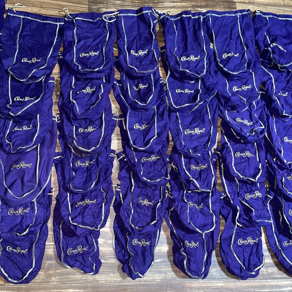 Lot of 50 Crown Royal Purple / Green / Brown Drawstring Bags - Most Large - Picture 5 of 10
